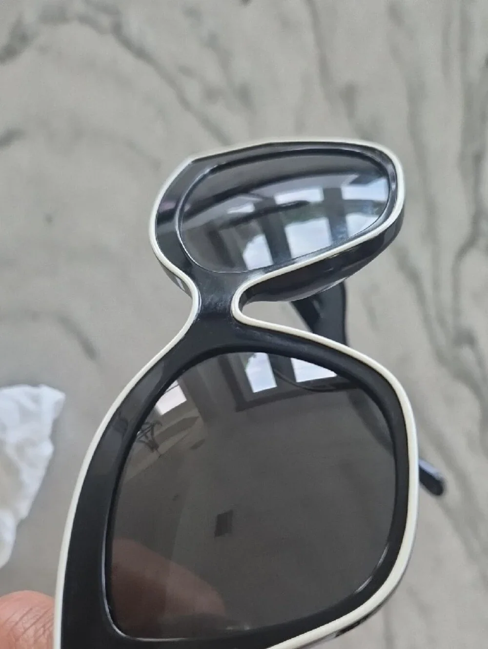 Tory Burch Black Cateye Sunglasses with White Trim